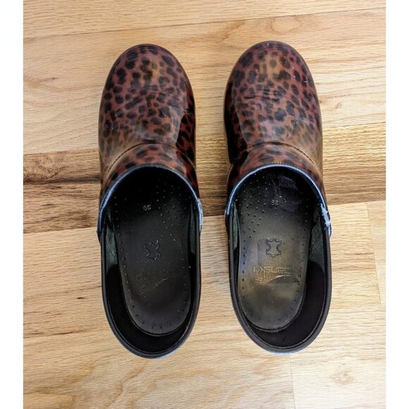 DANSKO PRO Tortoise Shell Patent Leather Brown Clog Womens 9 - Picture 4 of 8